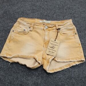 M2F Brand Denims Mini‎ Shorts Size 27 Yellow Distressed Raw Hem NWT